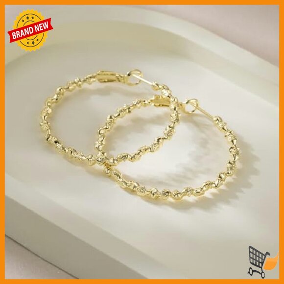 Large 40mm Twisted Hoop Earrings 14K Gold Plated Women\'s Jewelry